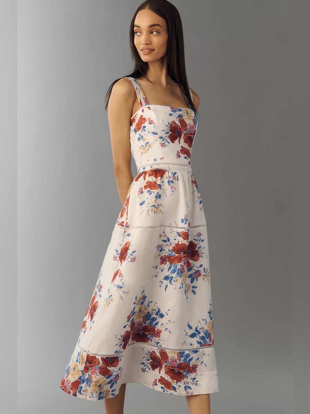 New Reformation Everett 100% Linen Midi Dress size 4